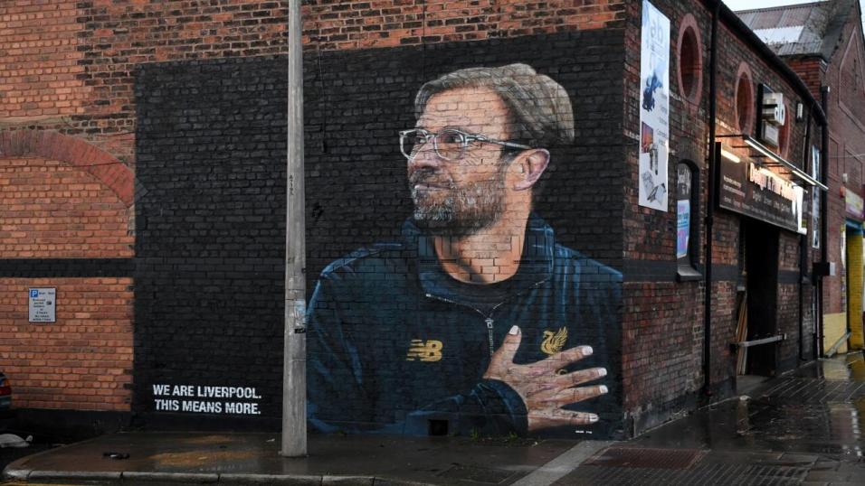 A mural of Liverpool boss Jurgen Klopp